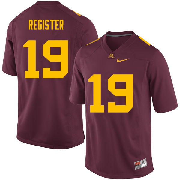 Men #19 Hunter Register Minnesota Golden Gophers College Football Jerseys Sale-Maroon